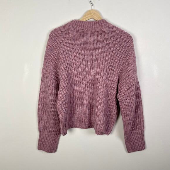 Abercrombie & Fitch Fluffy Crew Sweater Womens S Pink Pullover Fuzzy Knit Cozy - Picture 2 of 9